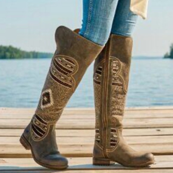 Born Lucero Over the Knee Boot (Women) Sz 8.5 Brown/Taupe - Picture 1 of 16